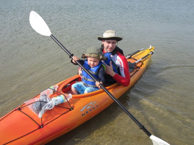 kayak dad and boy 