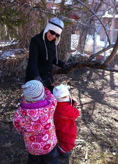 Collecting sticks 